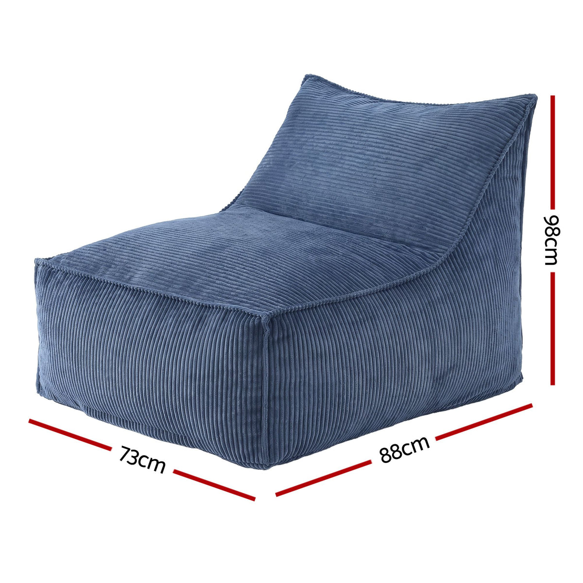 Artiss Bean Bag Chair Cover (No Filler) Soft Corduroy Stuffed Animal Storage Bean Bag Cover for Adults, Washable Lazy Sofa Cover for Living Room Bedroom, Blue