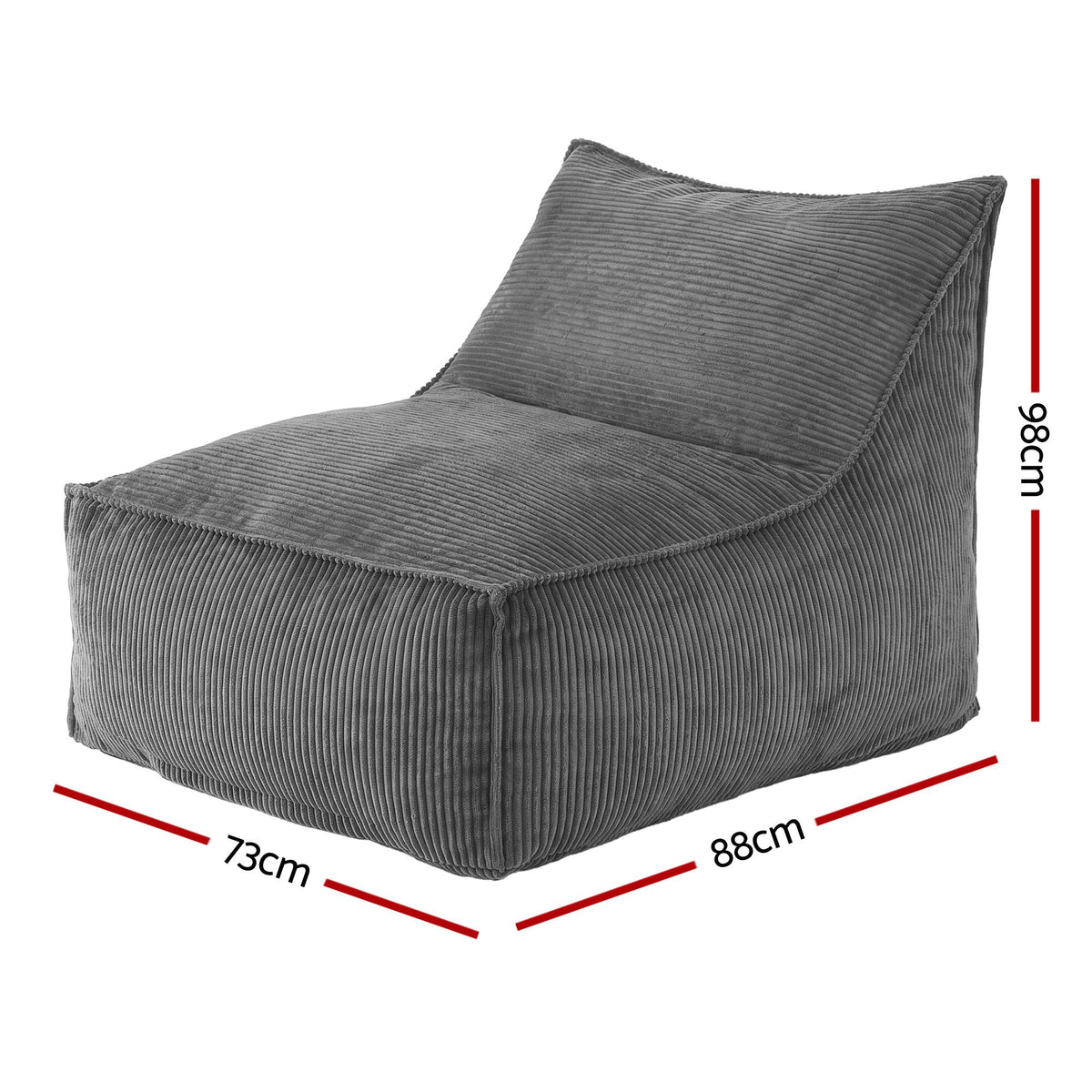 Artiss Bean Bag Chair Cover (No Filler) Soft Corduroy Stuffed Animal Storage Bean Bag Cover for Adults, Washable Lazy Sofa Cover for Living Room Bedroom, Grey