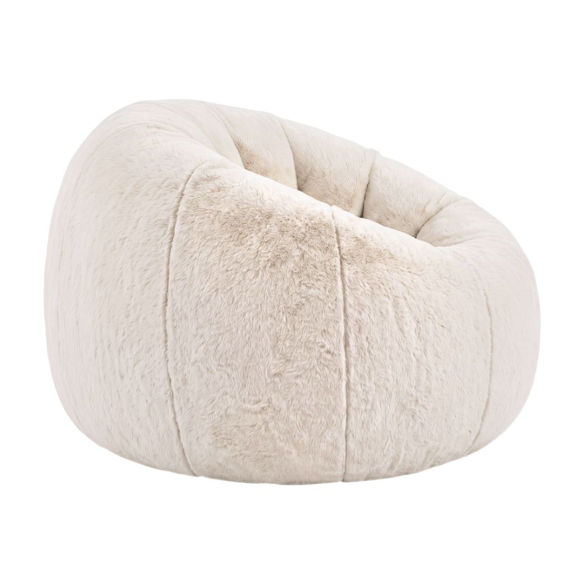 Artiss Bean Bag Chair Cover (No Filler) Soft Faux Fur Beanbag Round Sofa Beige