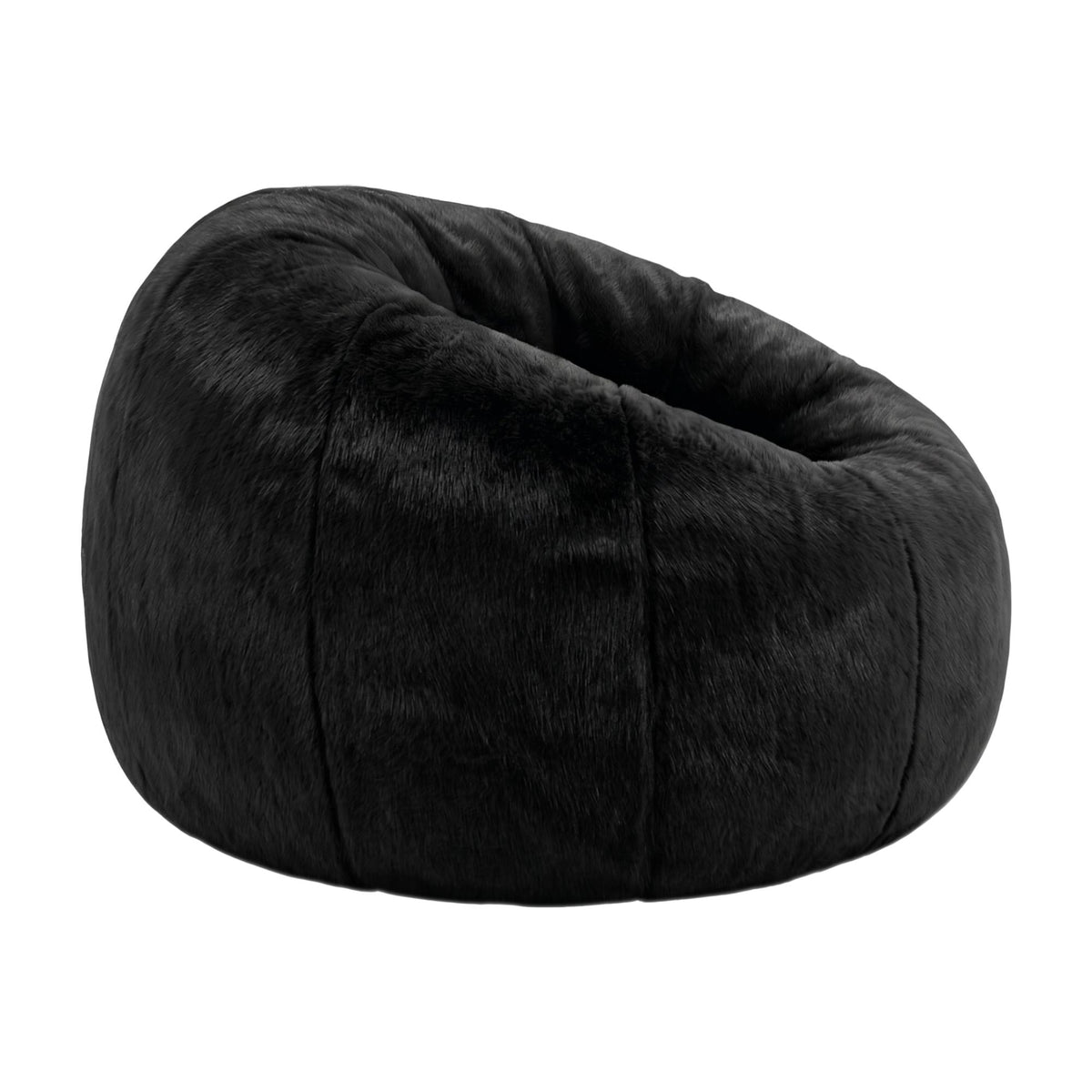 Artiss Bean Bag Chair Cover (No Filler) Soft Faux Fur Beanbag Round Sofa Black