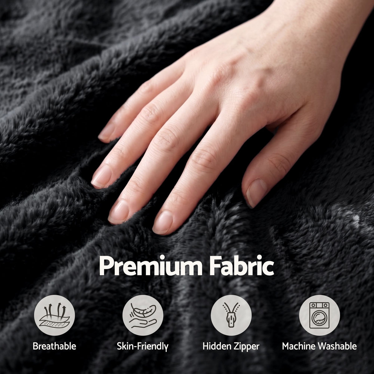 Artiss Bean Bag Chair Cover (No Filler) Soft Faux Fur Beanbag Round Sofa Black