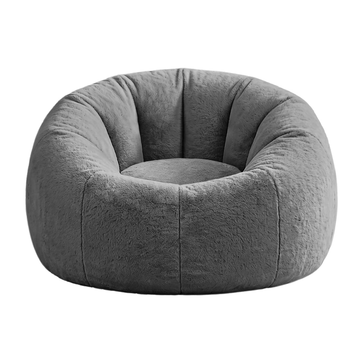 Artiss Bean Bag Chair Cover (No Filler) Soft Faux Fur Beanbag Round Sofa Grey