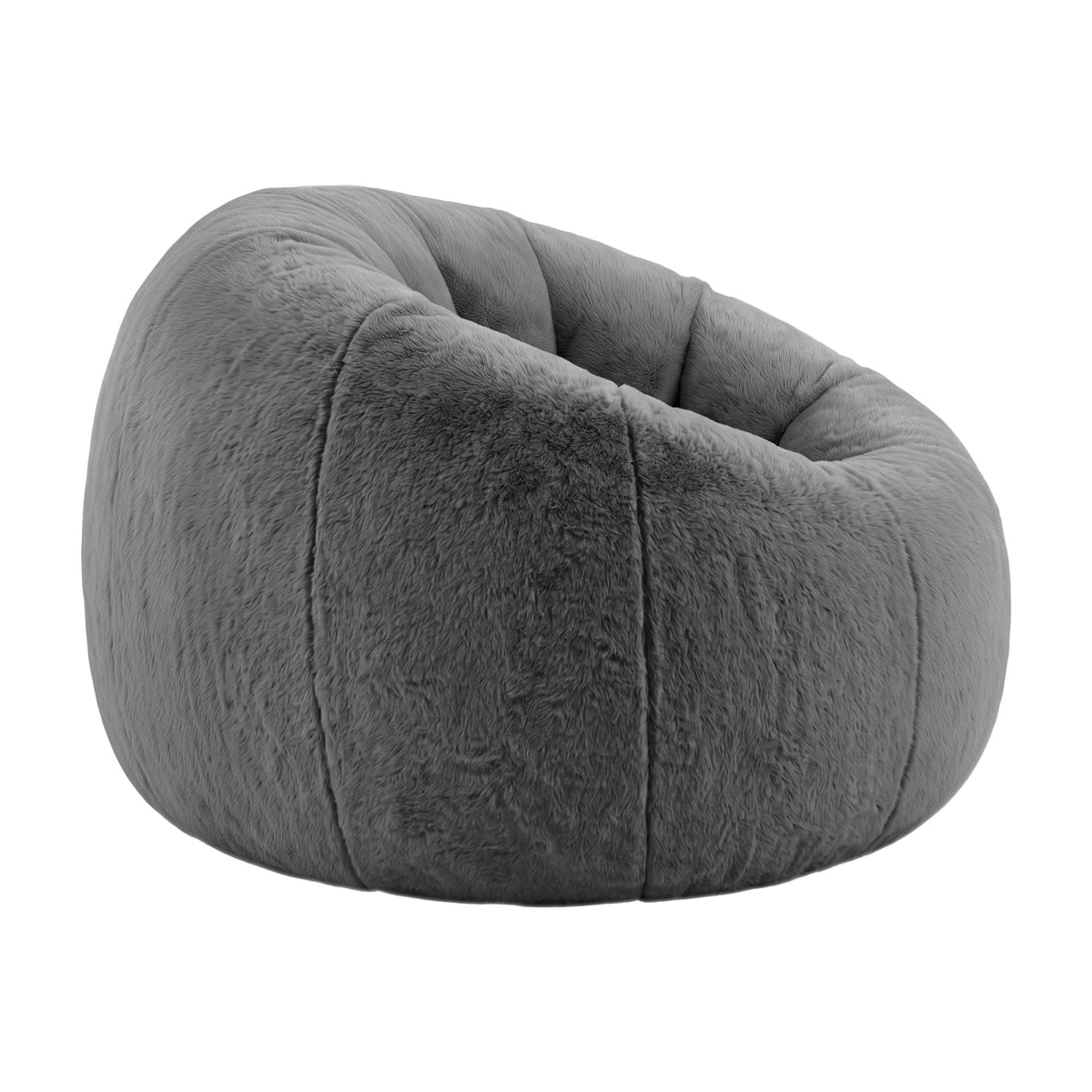 Artiss Bean Bag Chair Cover (No Filler) Soft Faux Fur Beanbag Round Sofa Grey