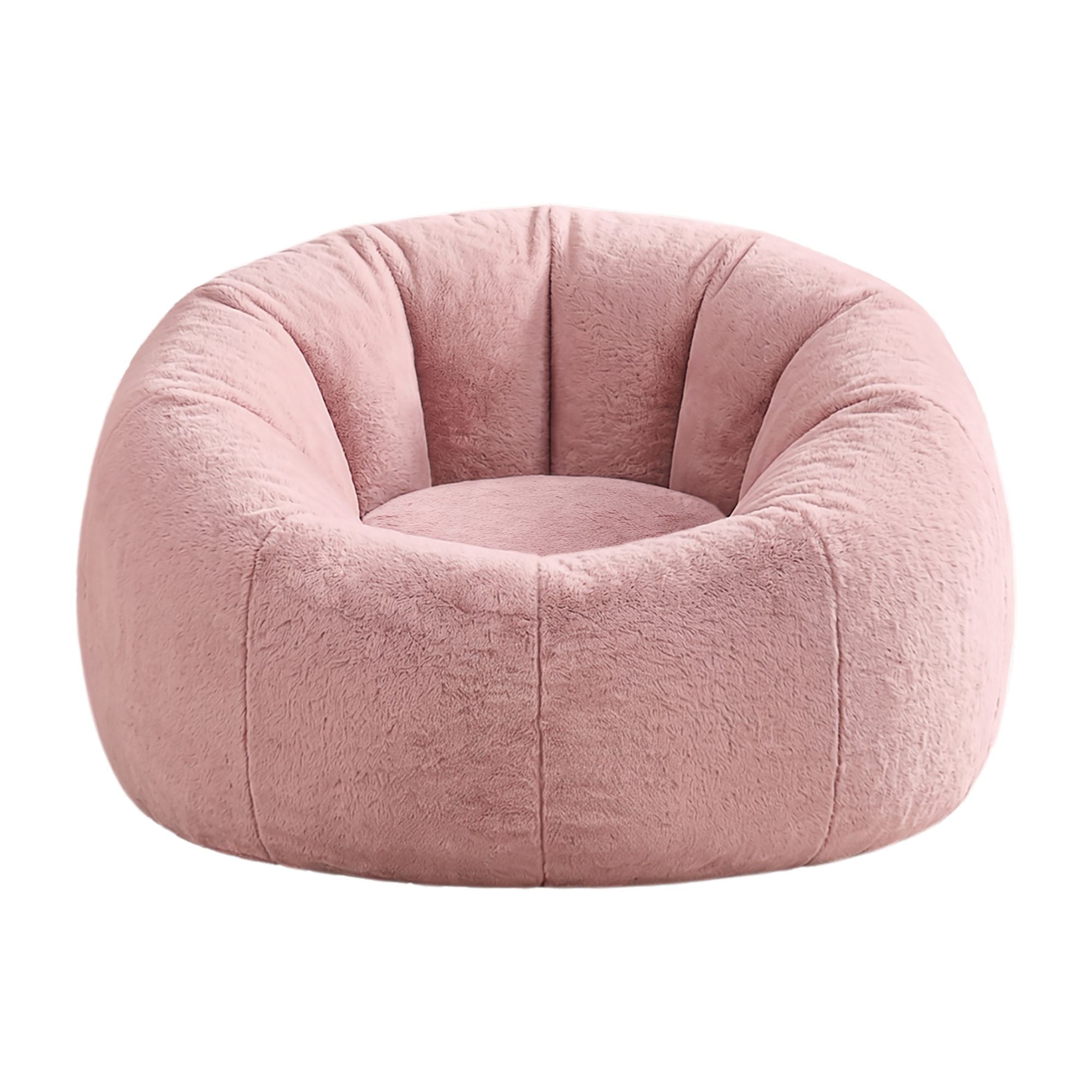 Artiss Bean Bag Chair Cover (No Filler) Soft Faux Fur Beanbag Round Sofa Pink