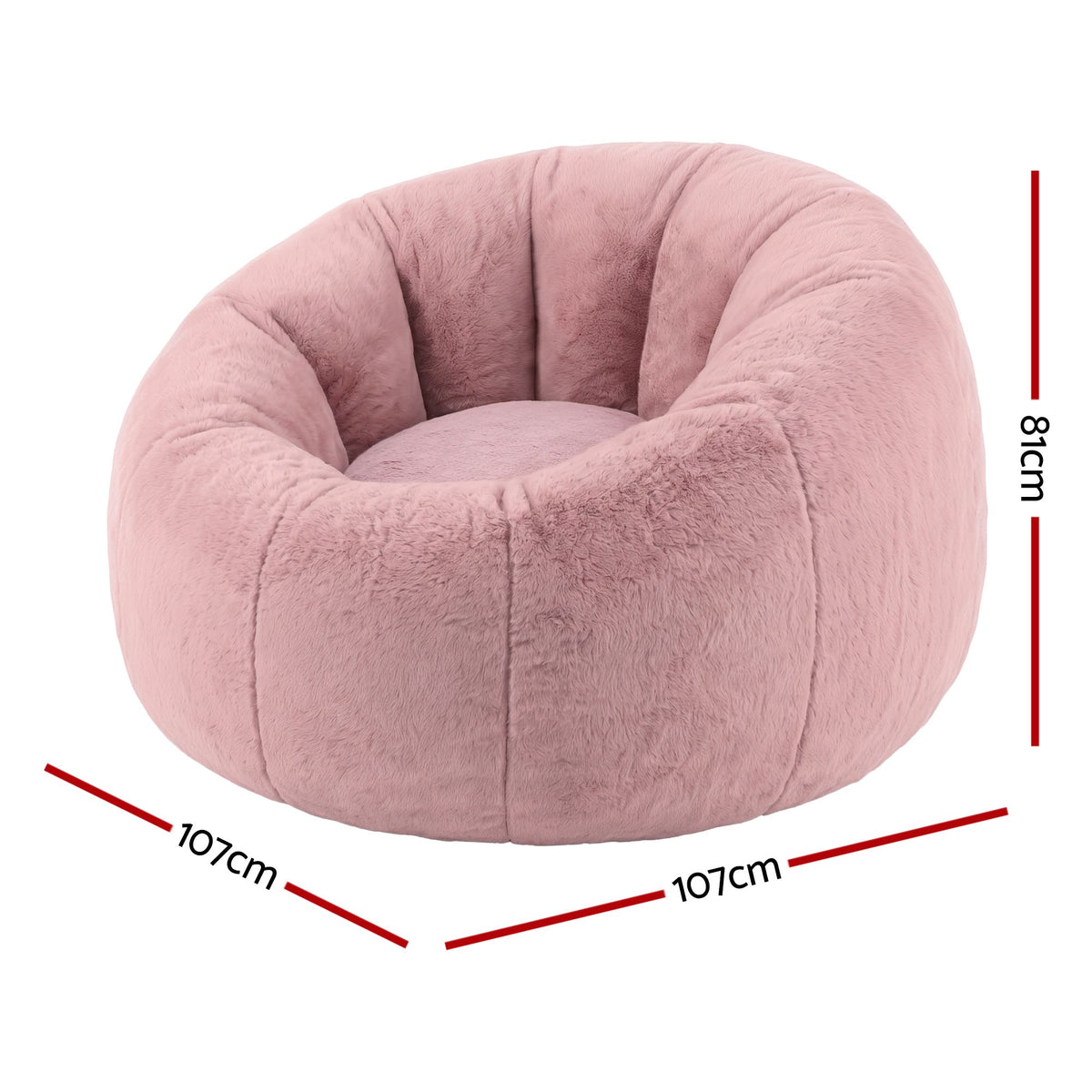 Artiss Bean Bag Chair Cover (No Filler) Soft Faux Fur Beanbag Round Sofa Pink