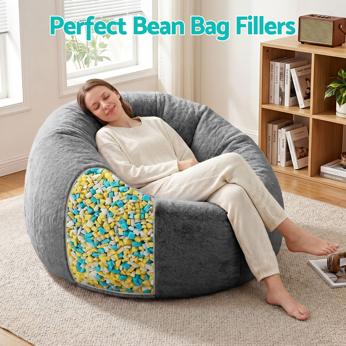 Artiss 10lbs (4.4KG) Bean Bag Filler Shredded Memory Foam - BD-FILLER-MCX2