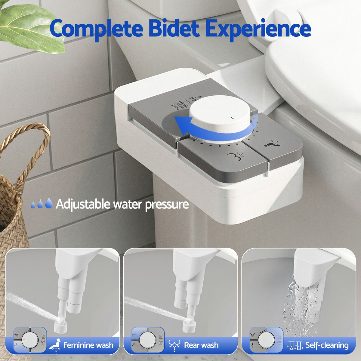 Cefito Non-Electric Ultra-Slim Bidet Attachment Detachable Bidet with Dual Nozzle Frontal & Rear Wash Adjustable Water Pressure Cold Water Toilet Bide