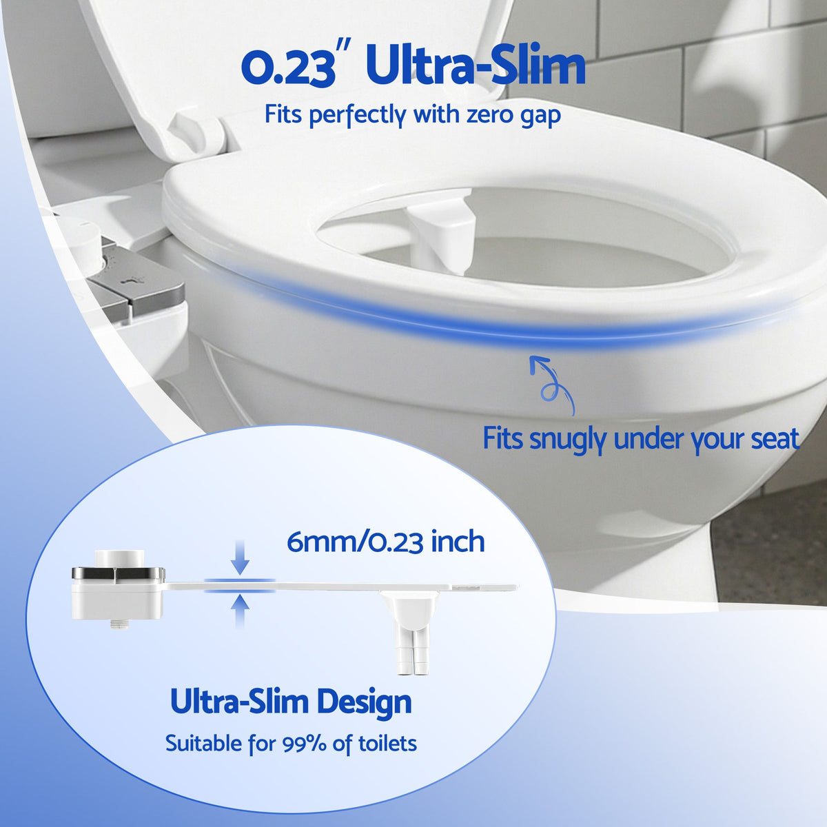 Cefito Non-Electric Ultra-Slim Bidet Attachment Detachable Bidet with Dual Nozzle Frontal & Rear Wash Adjustable Water Pressure Cold Water Toilet Bide