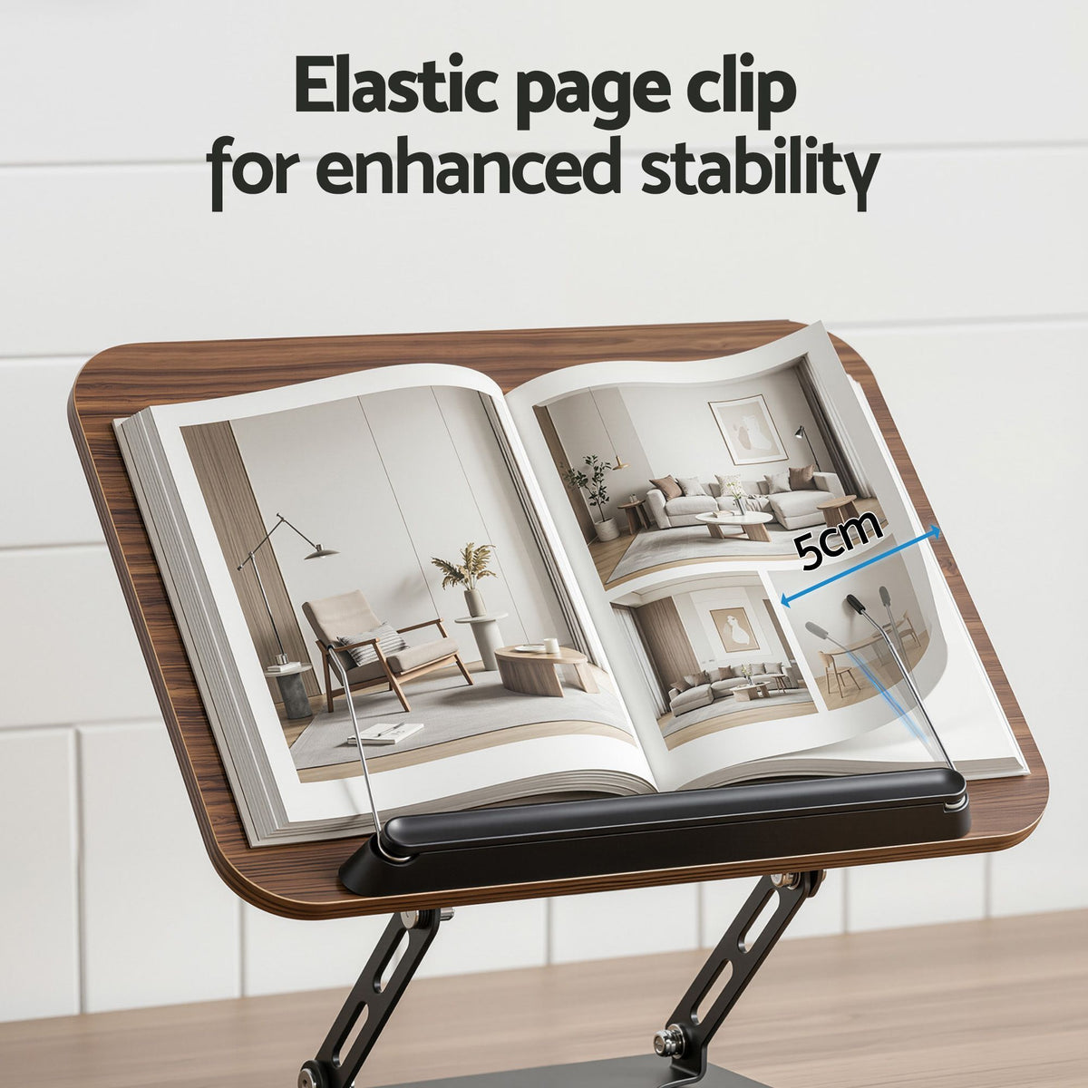 Artiss Book Stand Adjustable Book Holder Foldable Reading Rest Rack with 360 Degree Rotating Base and Page Clip