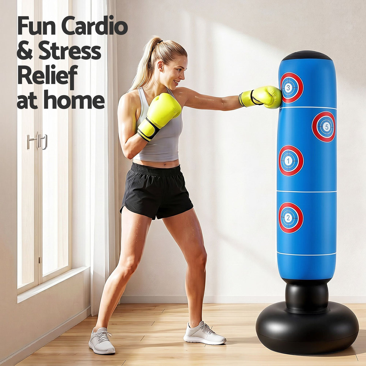 Everfit Freestanding Punching Bag Boxing Stand Inflatable Fitness 164cm Blue