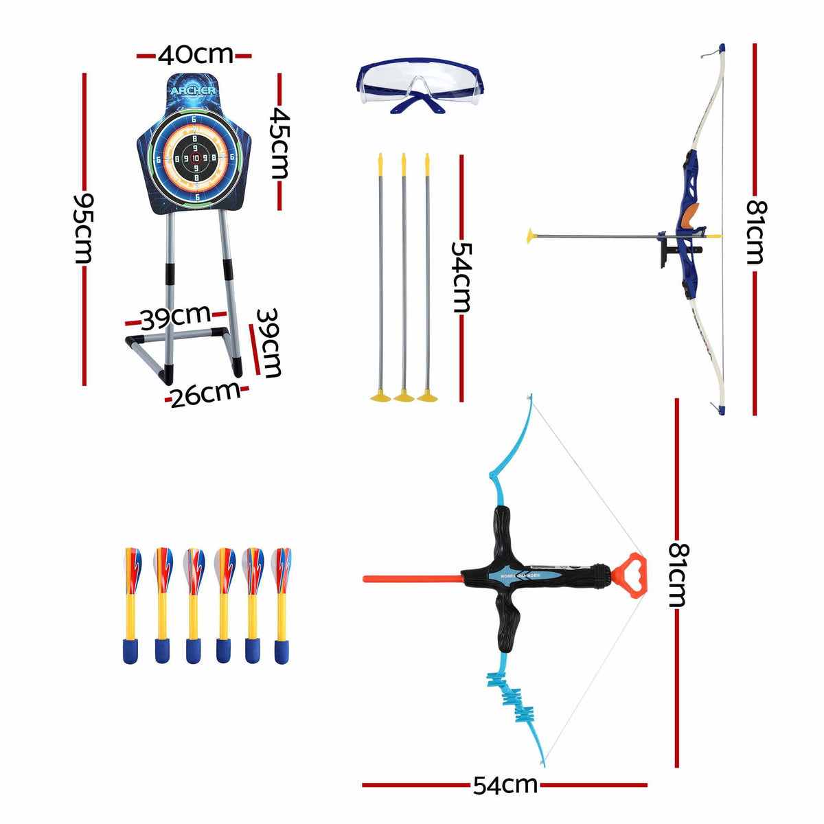 Keezi Kids Bow and Arrow Set Toy Archery Standing Target Suction Cup Arrows