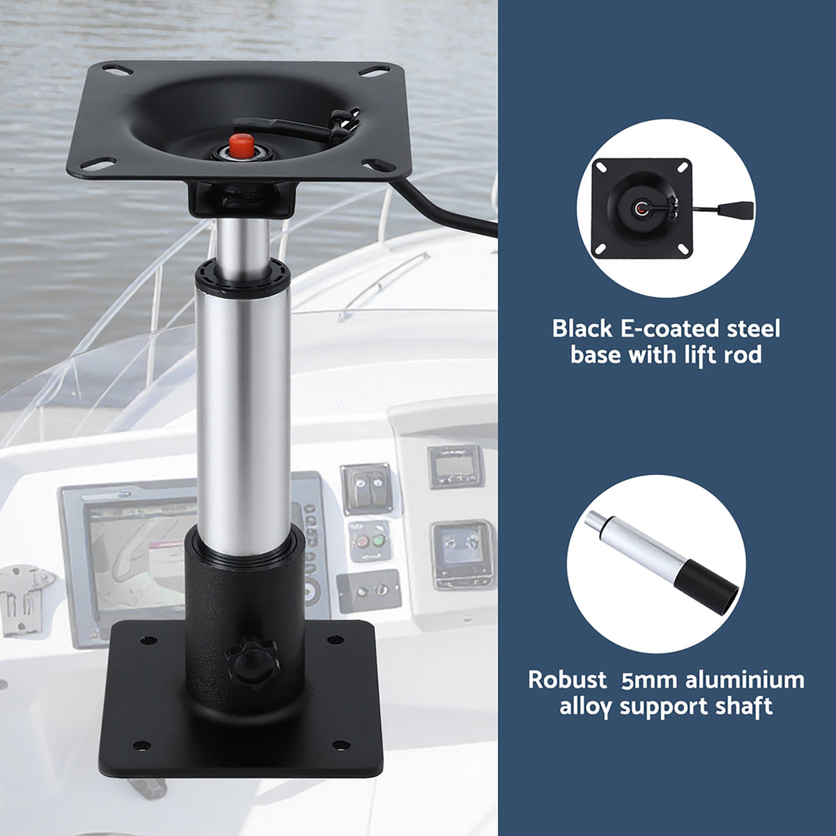 Seamanship Boat Seat Pedestal 34–46cm Adjustable Gas - BS-PED-GL-3446-BKX2