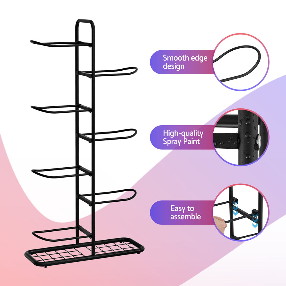 Everfit Ball Storage Rack Sports Equipment Organizer 7-Tier Holder for Garage Gym Black