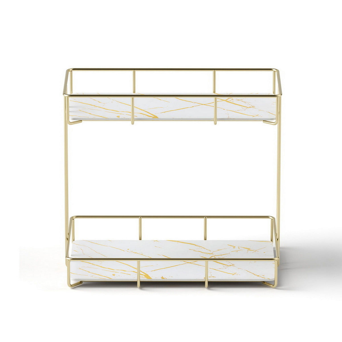 Artiss 2X Bathroom Storage Rack 2 Tier Corner Organiser Gold Marble Look