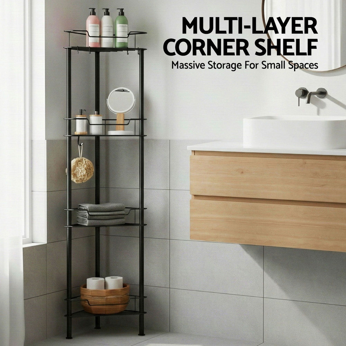 Artiss 2x Floor Standing Shower Caddy 4 Tier Rustproof Bathroom Storage