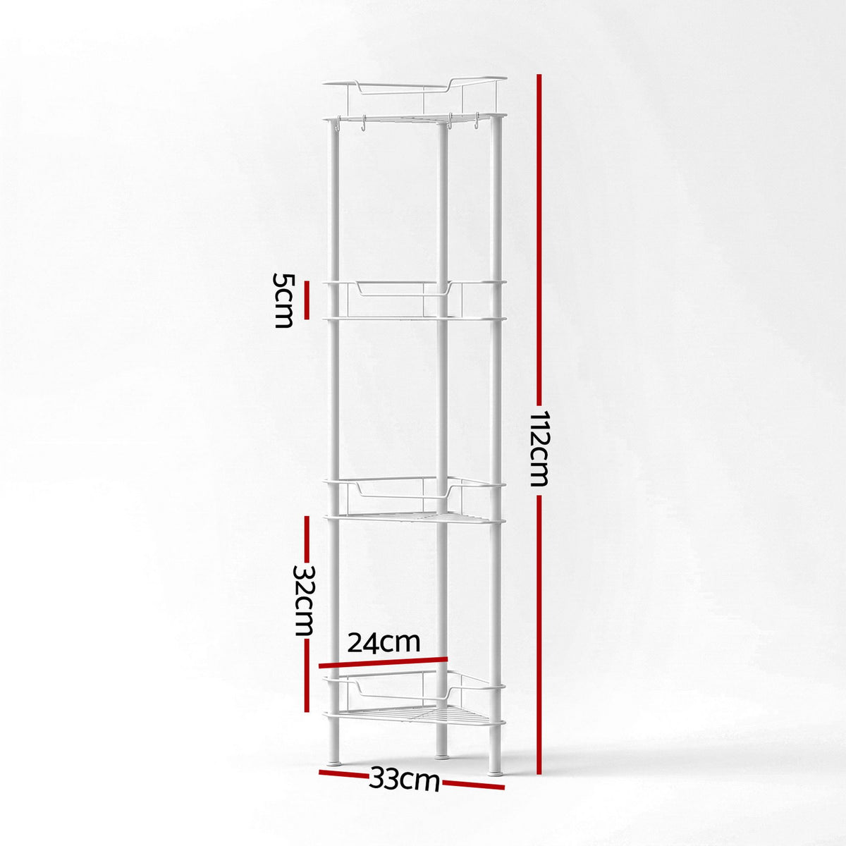 Artiss 4 Tier Floor Standing Corner Shower Caddy Bathroom Organizer White