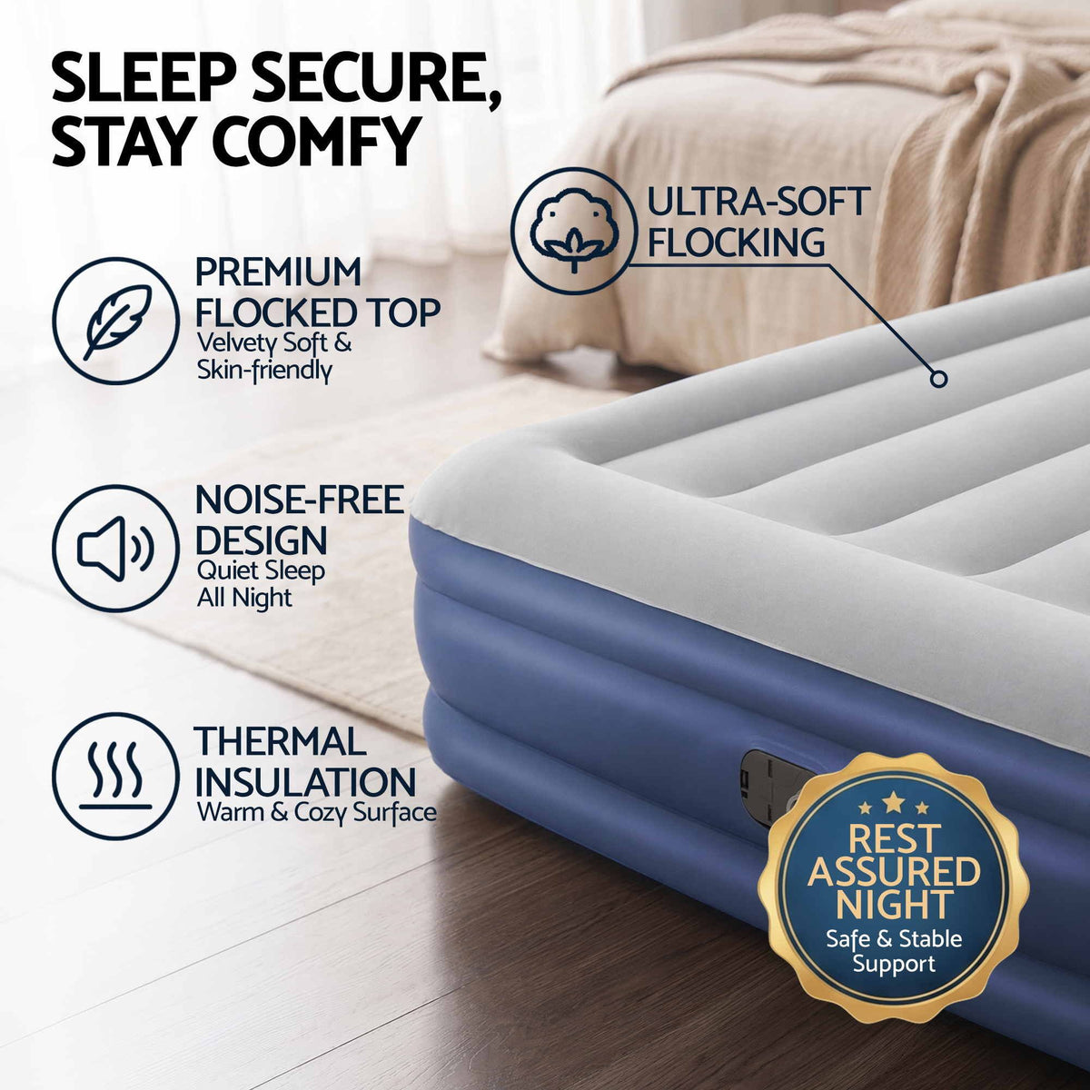 Bestway Air Mattress Inflatable Bed 46cm Airbed Single Blue