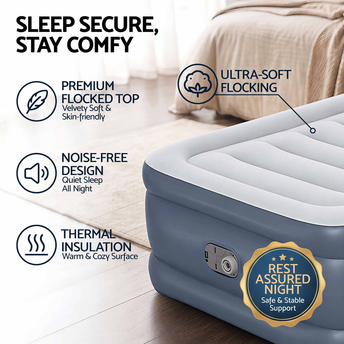 Bestway Mattress Air Bed Single Size 51CM Inflatable Camping Beds Home Outdoor