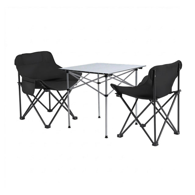 Weisshorn 3pc Camping Table Chair Outdoor Folding Aluminium Portable Picnic 3