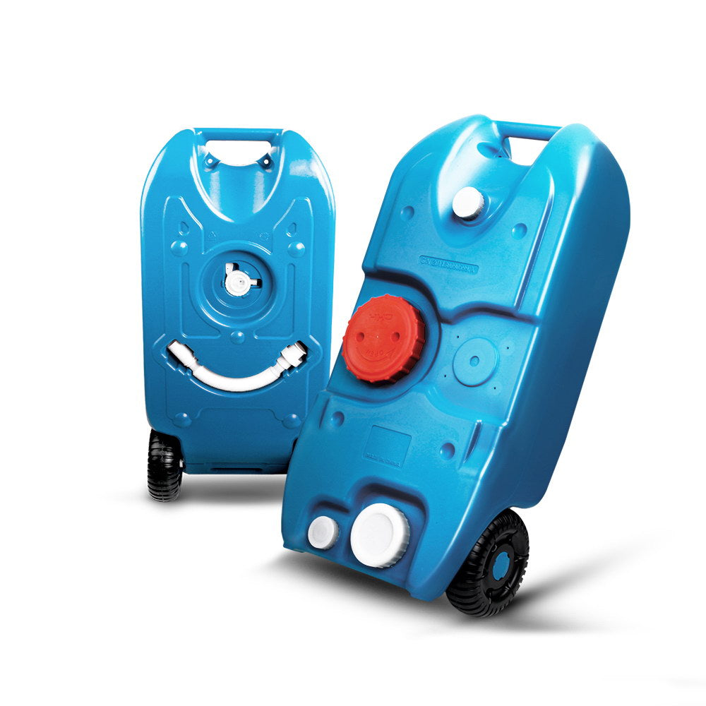Weisshorn 40L Portable Water Container Carrier Wheels Water Tank Camping Blue