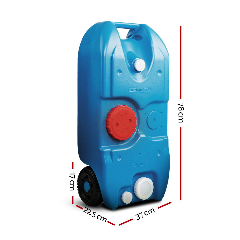 Weisshorn 40L Portable Water Container Carrier Wheels Water Tank Camping Blue