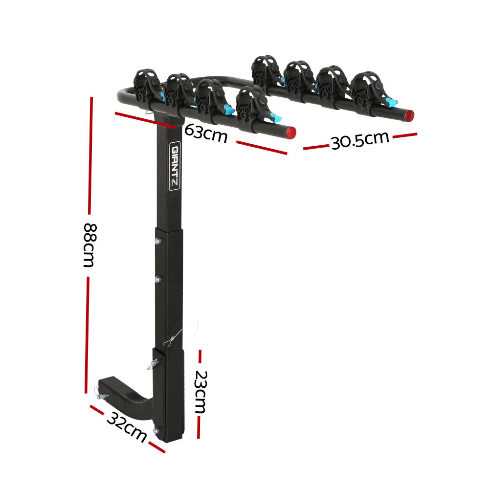Giantz 4 Bicycle Carrier Bike Rack Car Rear Hitch Mount - CAR-BK-CARRIER-UTUBE4