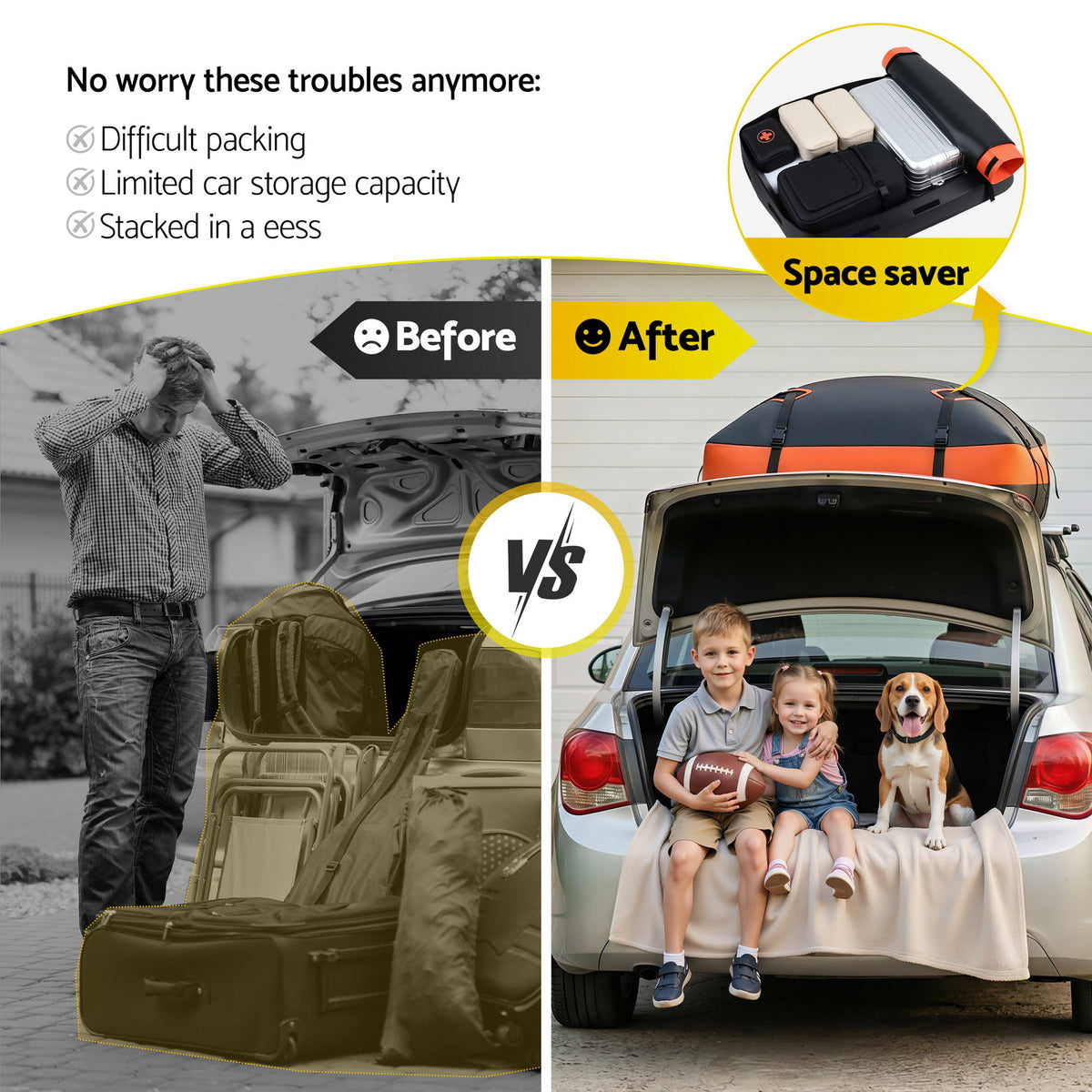 Giantz Rooftop Cargo Bag Waterproof Car Luggage Carrier 15 Cubic Ft Universal