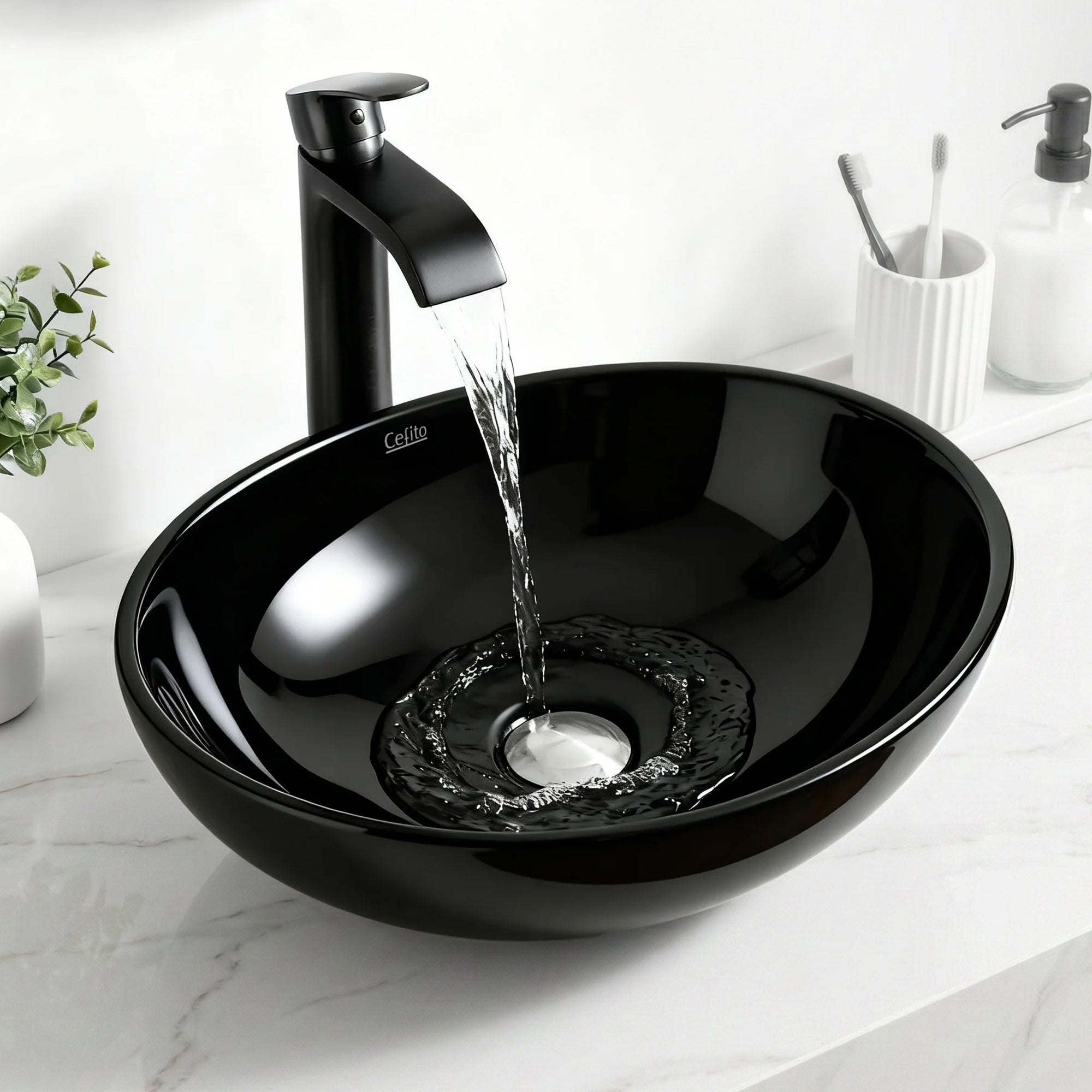 Cefito Bathroom Basin Ceramic Vanity Sink Hand Wash Bowl 41x34cm - CB-005-BK1