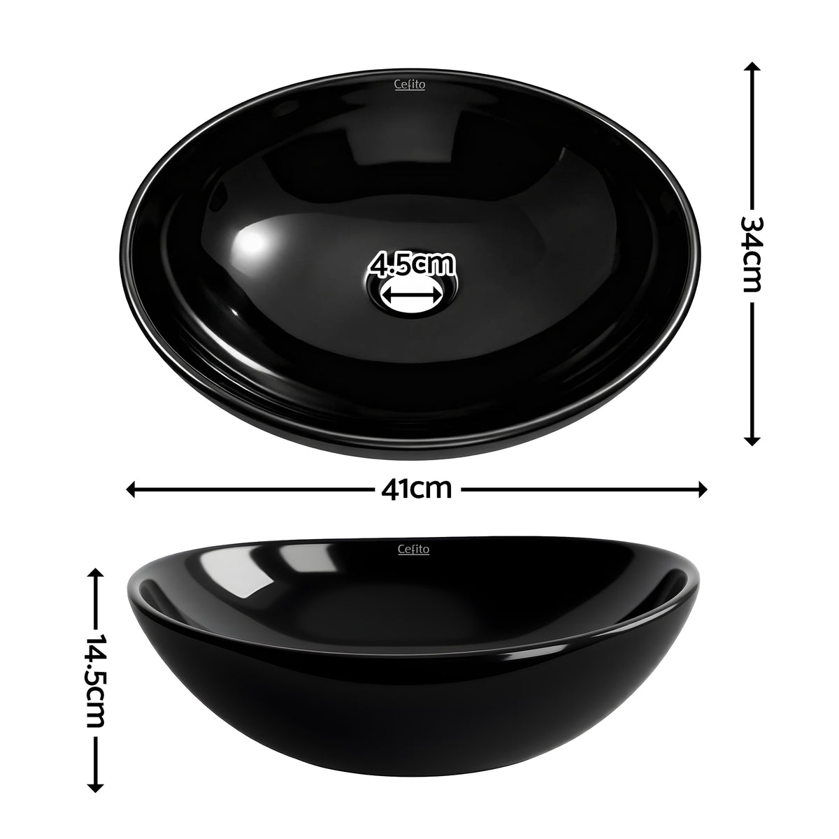 Cefito Bathroom Basin Ceramic Vanity Sink Hand Wash Bowl 41x34cm - CB-005-BK1