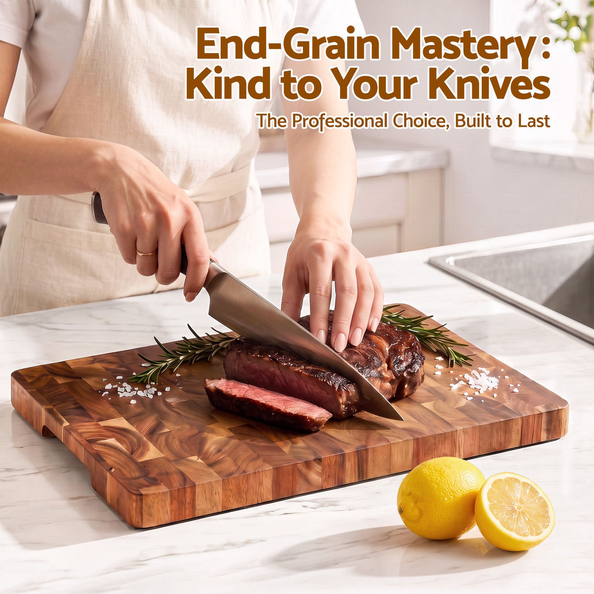 5-Star Chef Acacia Wooden Cutting Board End Grain Chopping Board