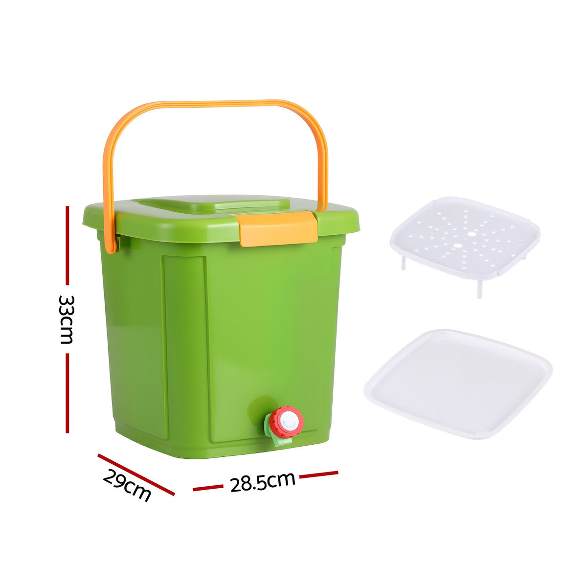 Gardeon 15L Kitchen Compost Bin Food Waste Caddy Drain Tap Green