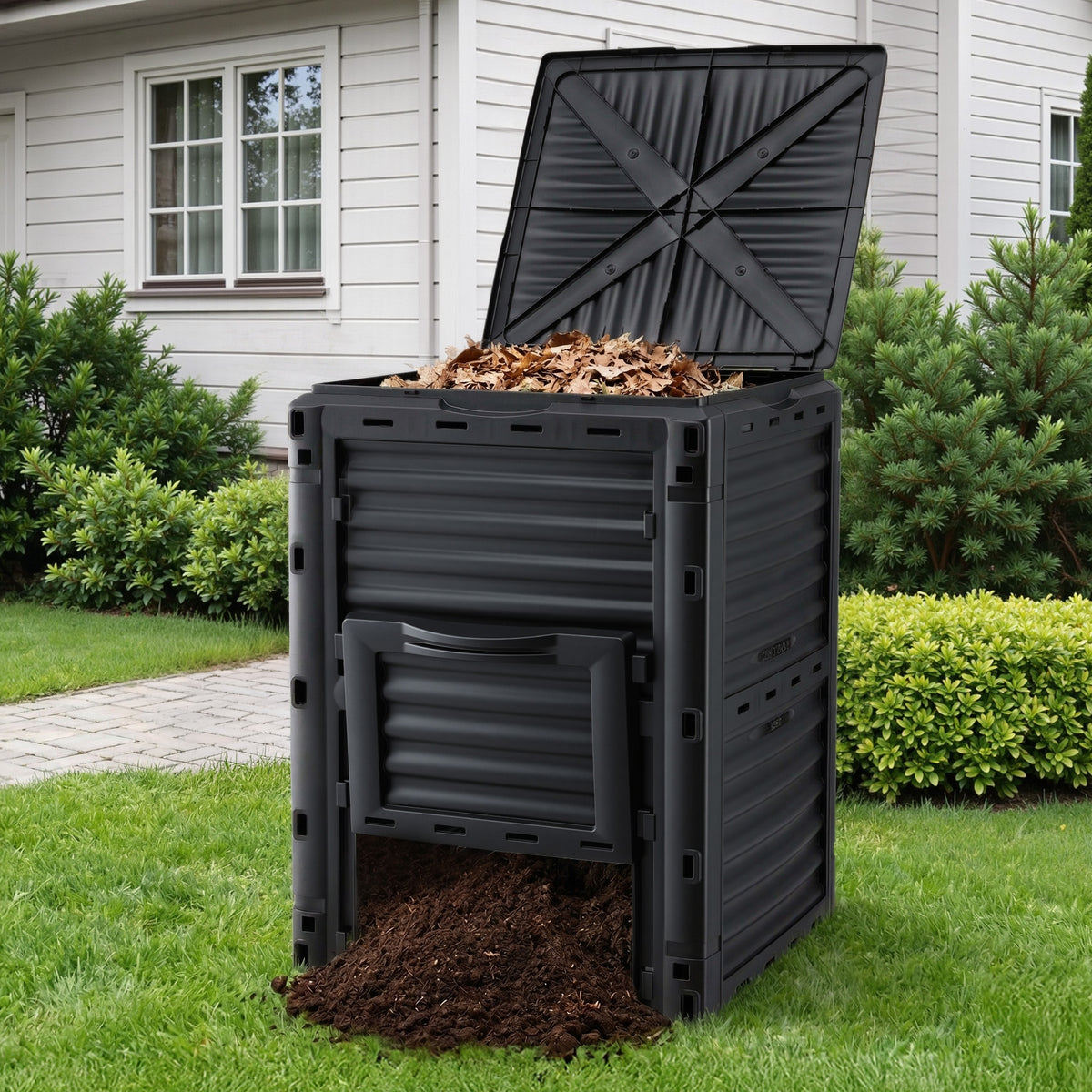 Gardeon Compost Bin 300L Heavy-Duty Black Outdoor Composter - CBIN-300L-BK