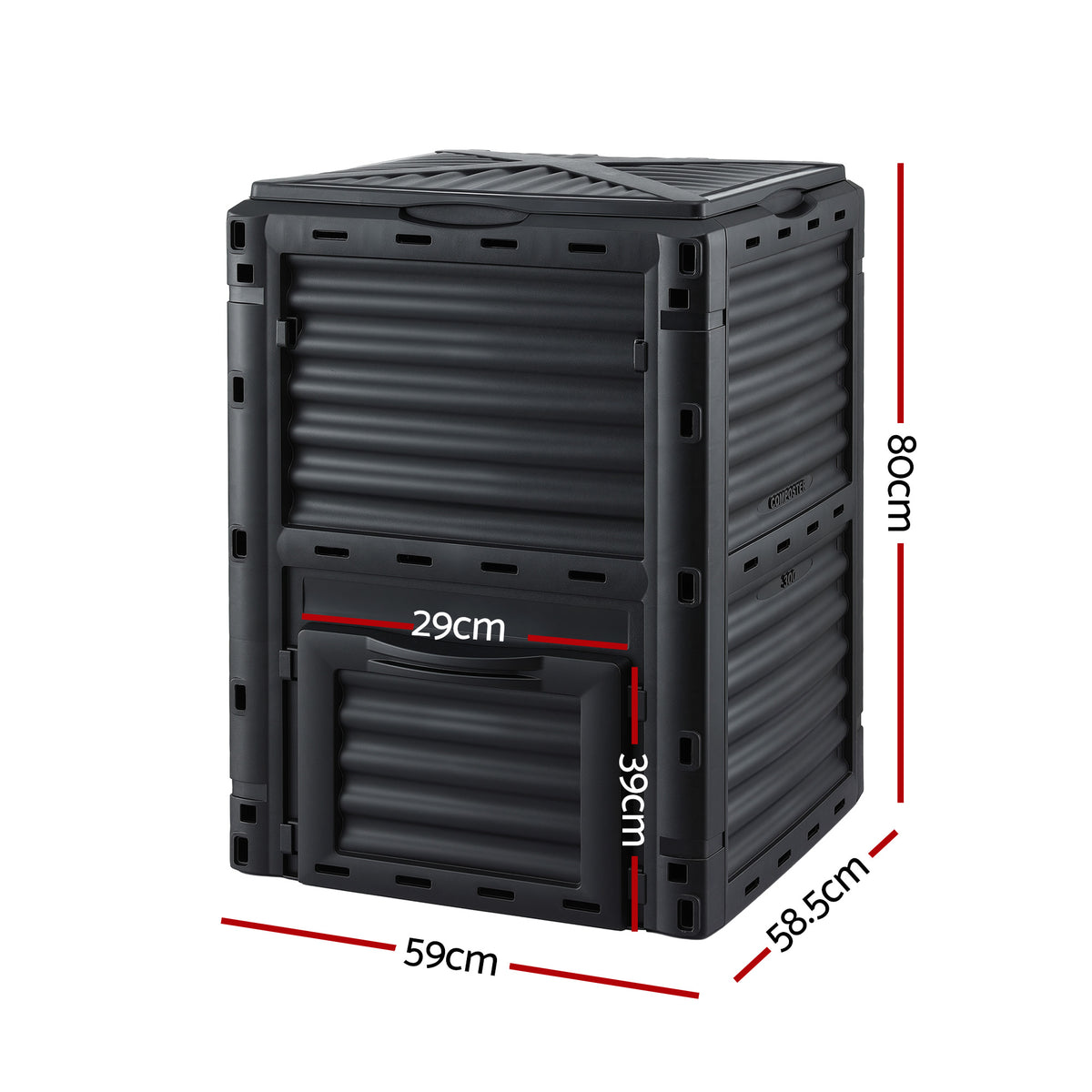Gardeon Compost Bin 300L Heavy-Duty Black Outdoor Composter - CBIN-300L-BK