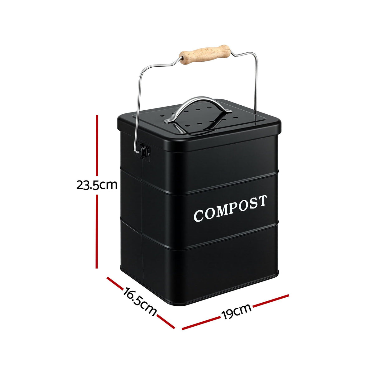 Gardeon 5L Compost Bin Kitchen Countertop Food Waste Caddy Black