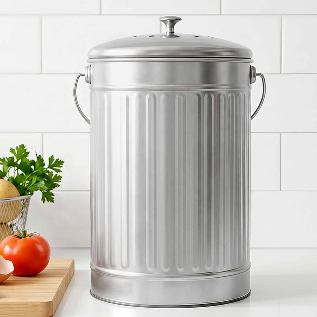 Gardeon Compost Bin Kitchen Countertop Food Waste Caddy 6L Silver