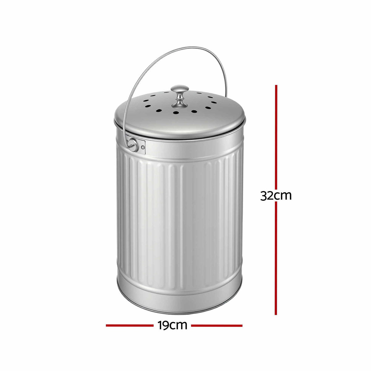 Gardeon Compost Bin Kitchen Countertop Food Waste Caddy 6L Silver