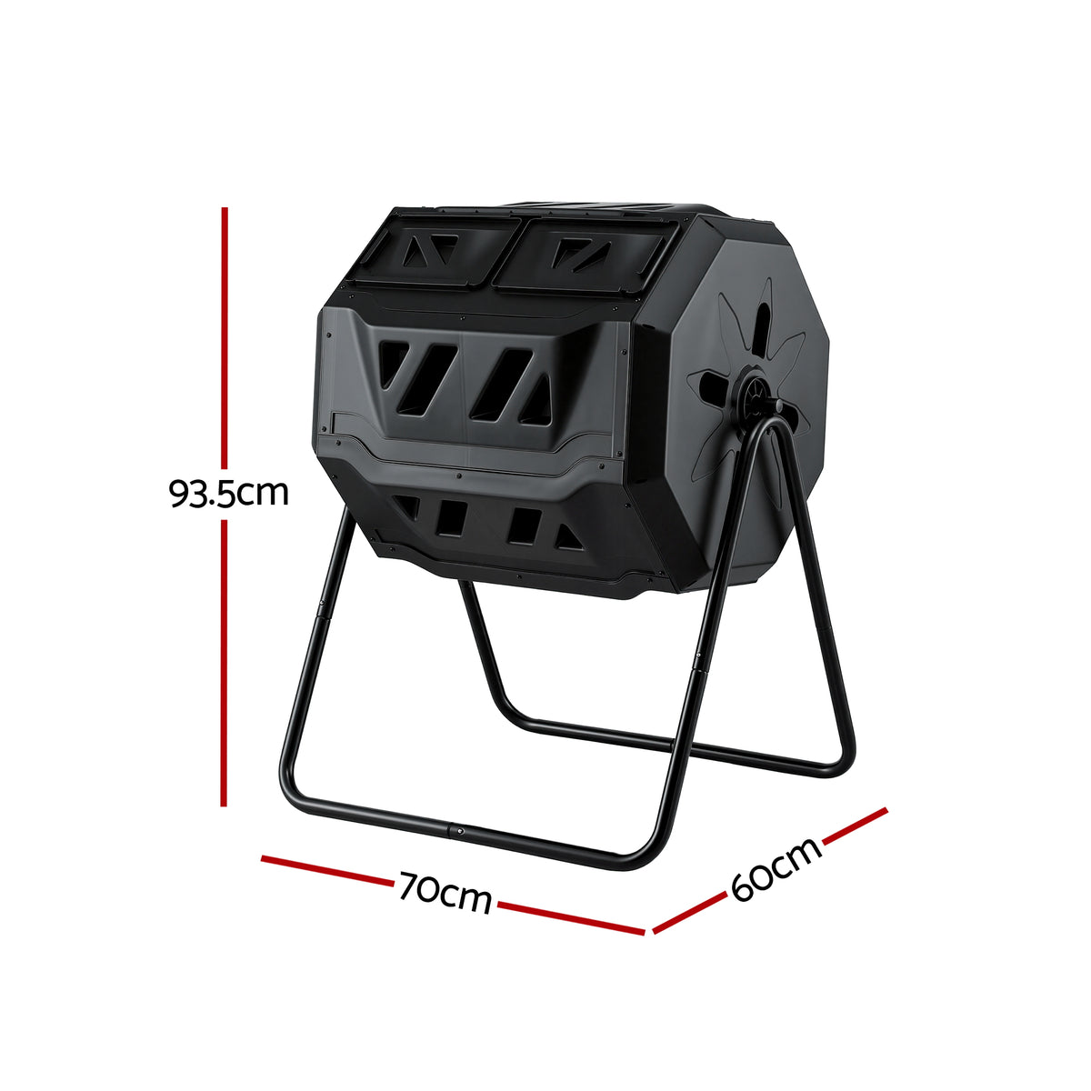 Gardeon Compost Bin Dual-Chamber 160L Composter Tumbler Rotat - CBIN-DUAL-TBL-BK