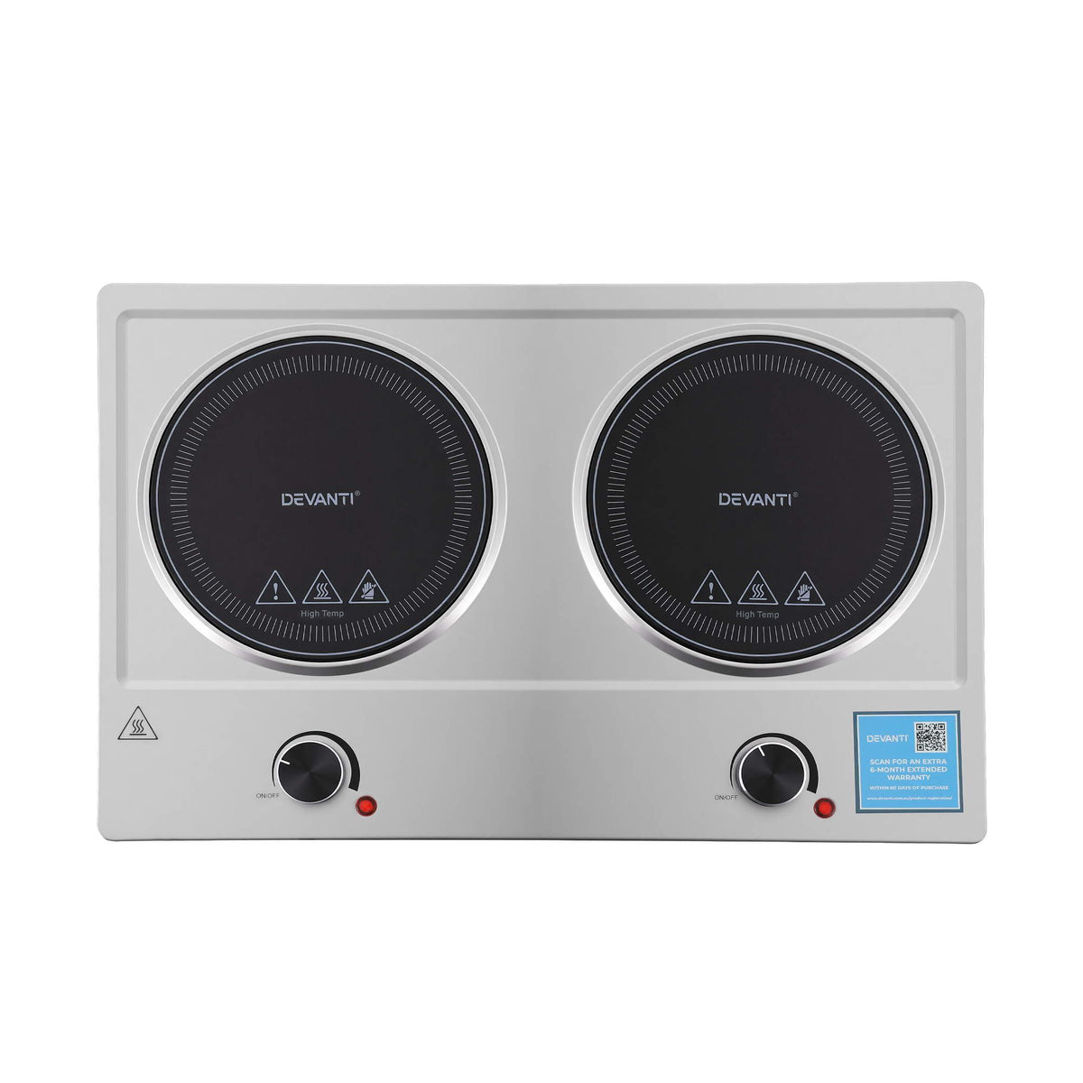 Devanti 2 Hobs Ceramic Cooktop Electric Hot Plate Infrared Knob Control 2400W