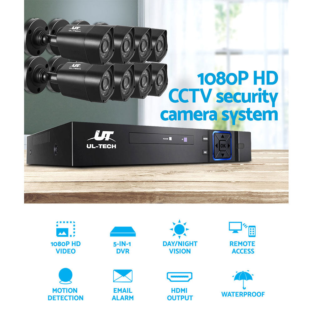 UL-TECH 1080P Security Camera System 8CH DVR with 8 CCTV Square Cameras