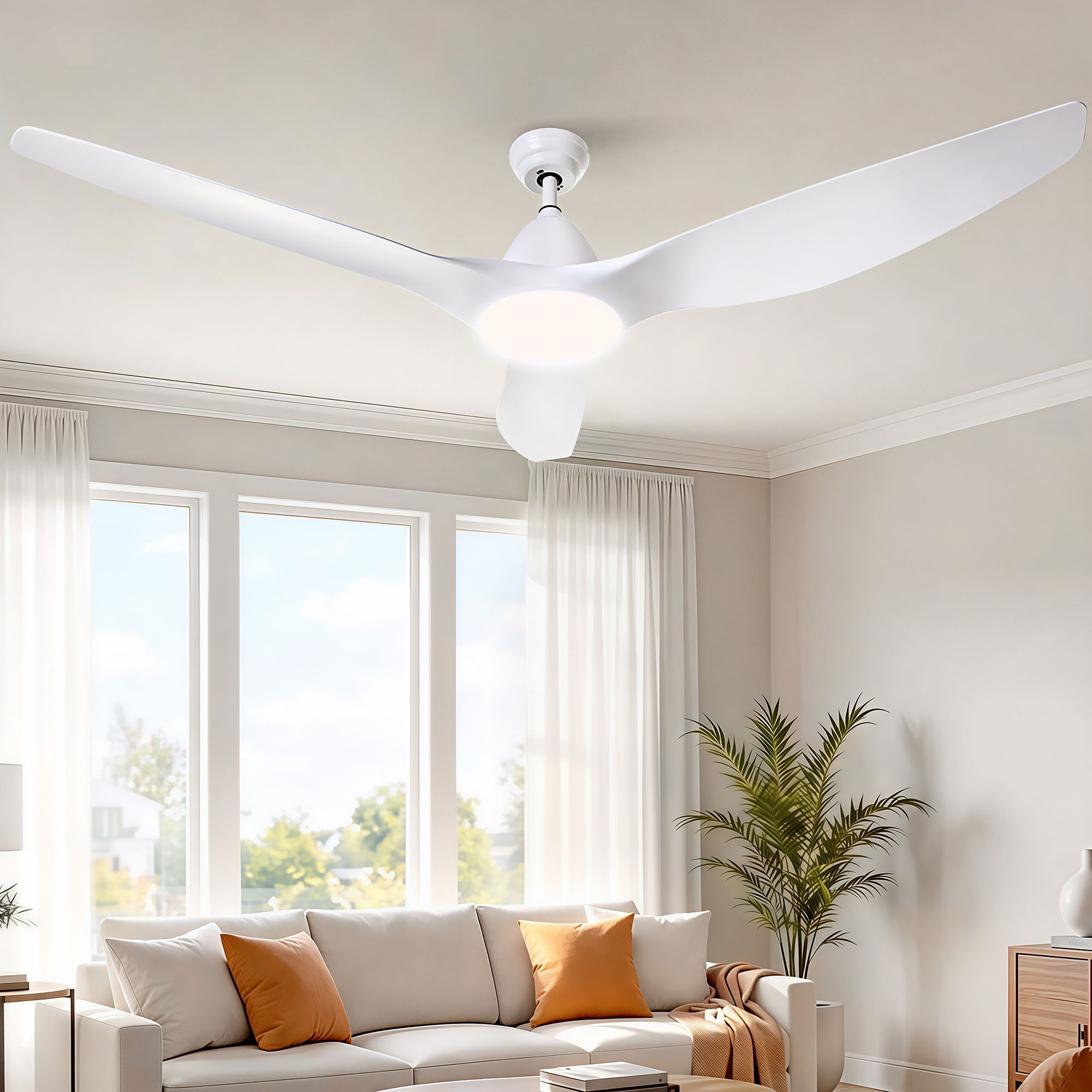 Devanti 64'' Ceiling Fan DC Motor w/Light w/Remote - White