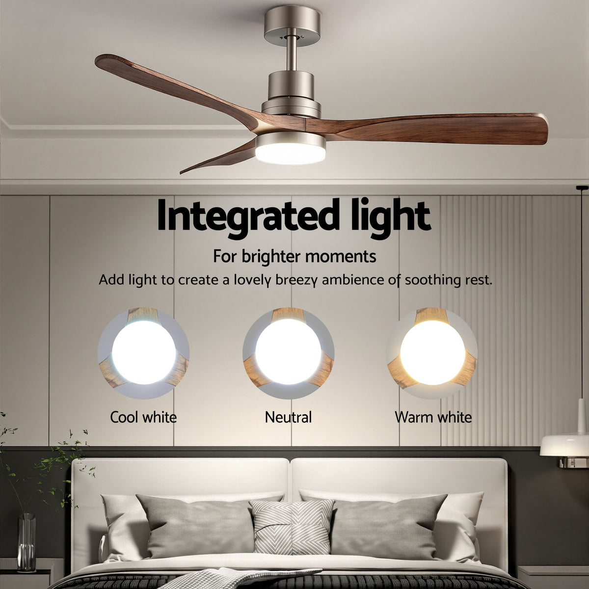 Devanti 52" Ceiling Fan with Light Remote Control DC - CF-C-52-07L-APP-BRW