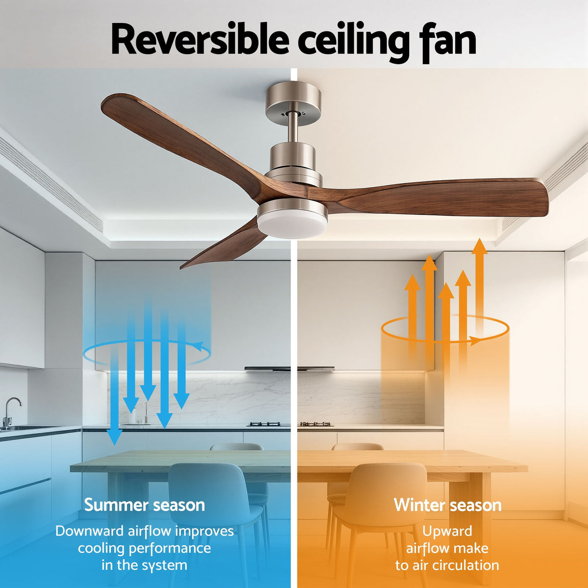 Devanti 52" Ceiling Fan with Light Remote Control DC - CF-C-52-07L-APP-BRW