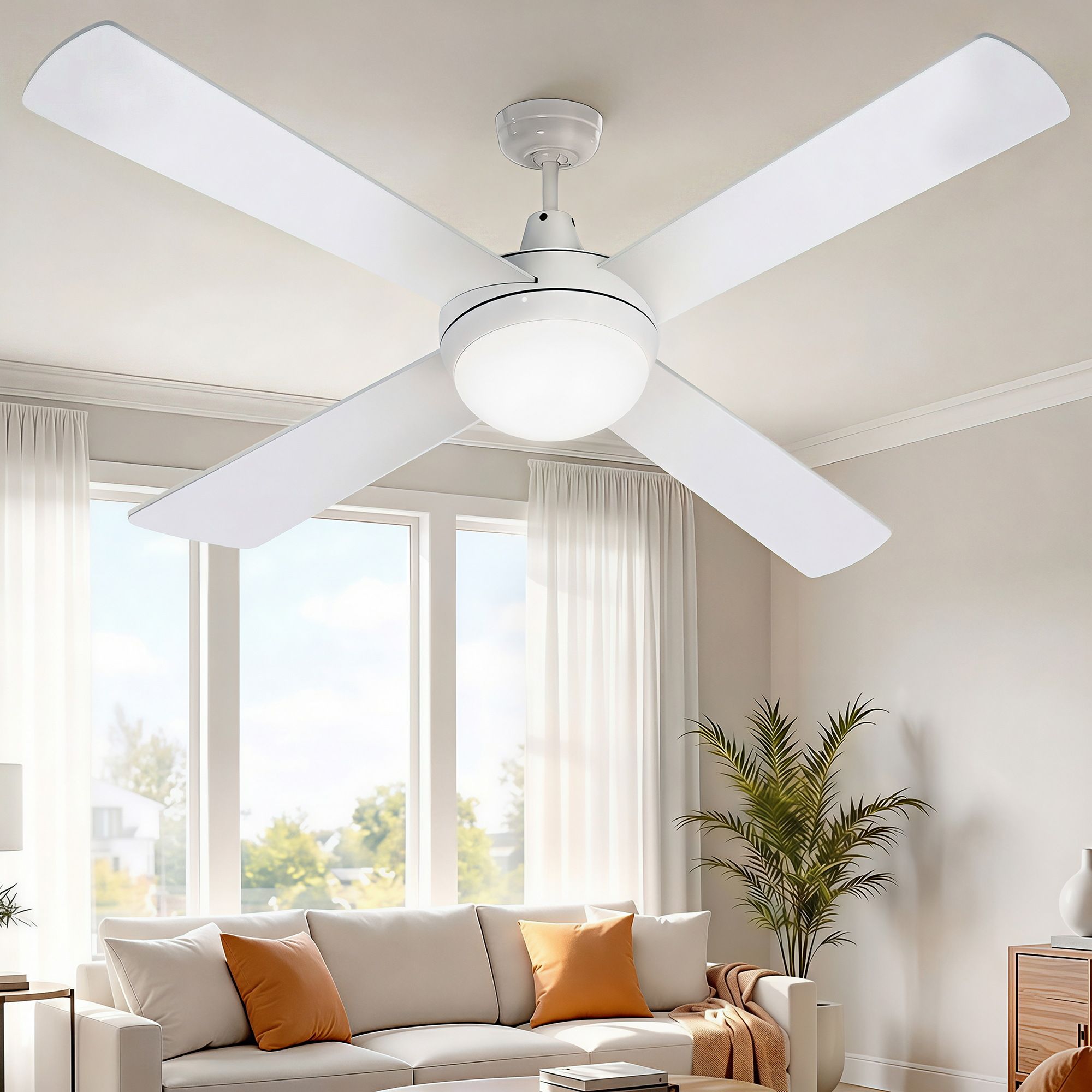 Devanti 52'' Ceiling Fan DC Motor w/Light w/Remote - White
