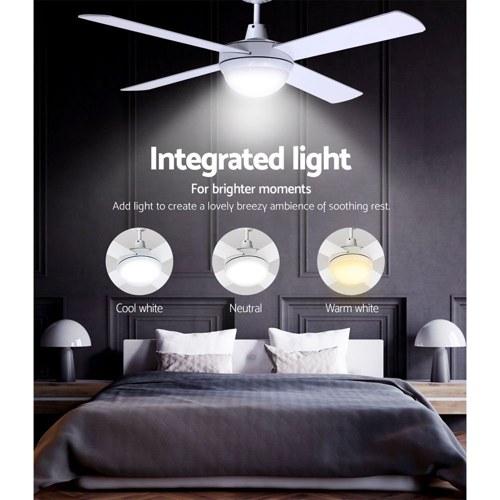 Devanti 52'' Ceiling Fan DC Motor w/Light w/Remote - White