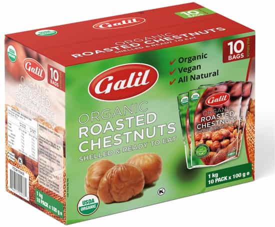 Galil Organic Roasted Chestnuts (100 g x 10 pk)