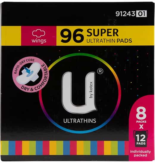 U by Kotex Ultrathins Super Pads With Wings (96 pk)