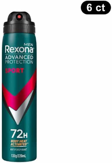 Rexona Deodorant Men 72 Hour Advanced Sport (220 ml x 6 ct)