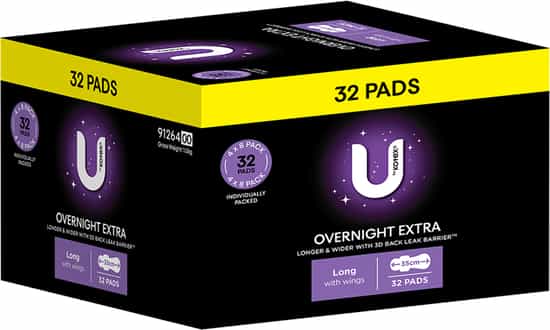 U by Kotex Overnight Long Maxi Pads (32 pk)