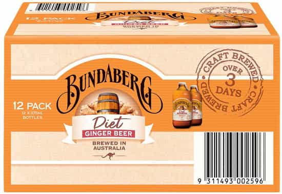 Bundaberg Diet Ginger Beer Bottles (375 ml x 12 pk)