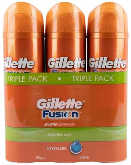 Gillette Fusion Hydra Sensitive Skin Shave Gel (195 g x 3 pk)